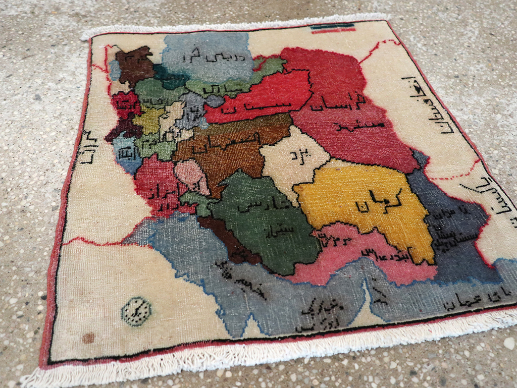 Antique Persian Tabriz Pictorial Map Rug, No.23973 - Galerie Shabab