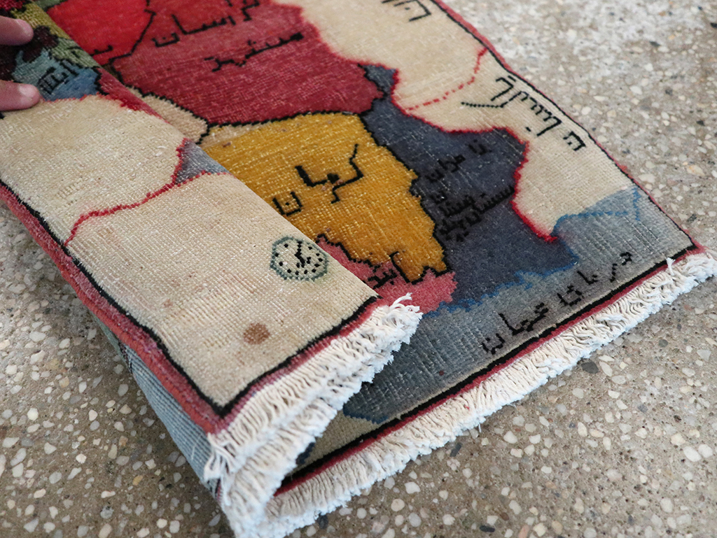 Antique Persian Tabriz Pictorial Map Rug, No.23973 - Galerie Shabab