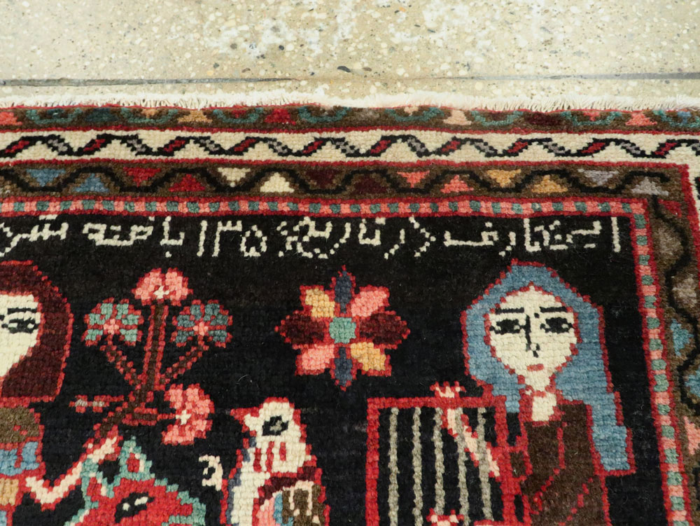 Vintage Persian Hamadan  Pictorial Rug, No.23989 - Galerie Shabab