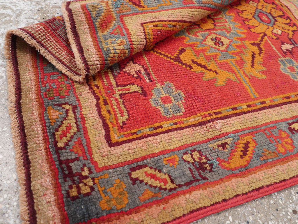 Antique Turkish Oushak Square Throw Rug, No.23999 - Galerie Shabab