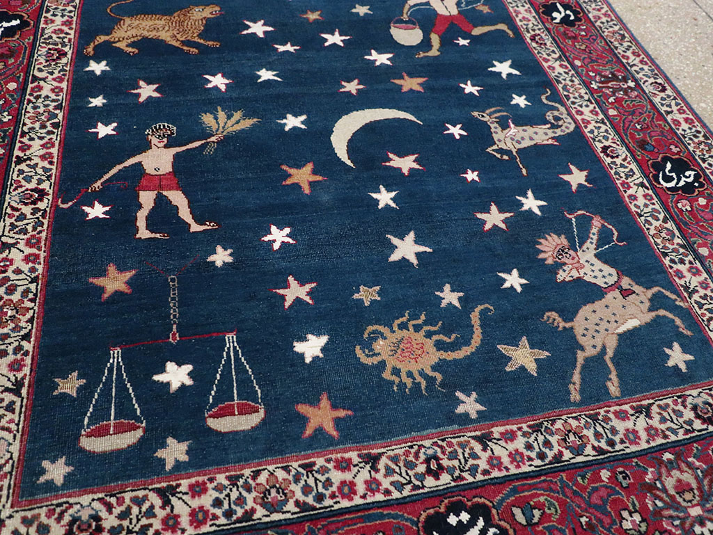 Antique Persian Mashad Pictorial Accent Rug, No.24010 - Galerie Shabab
