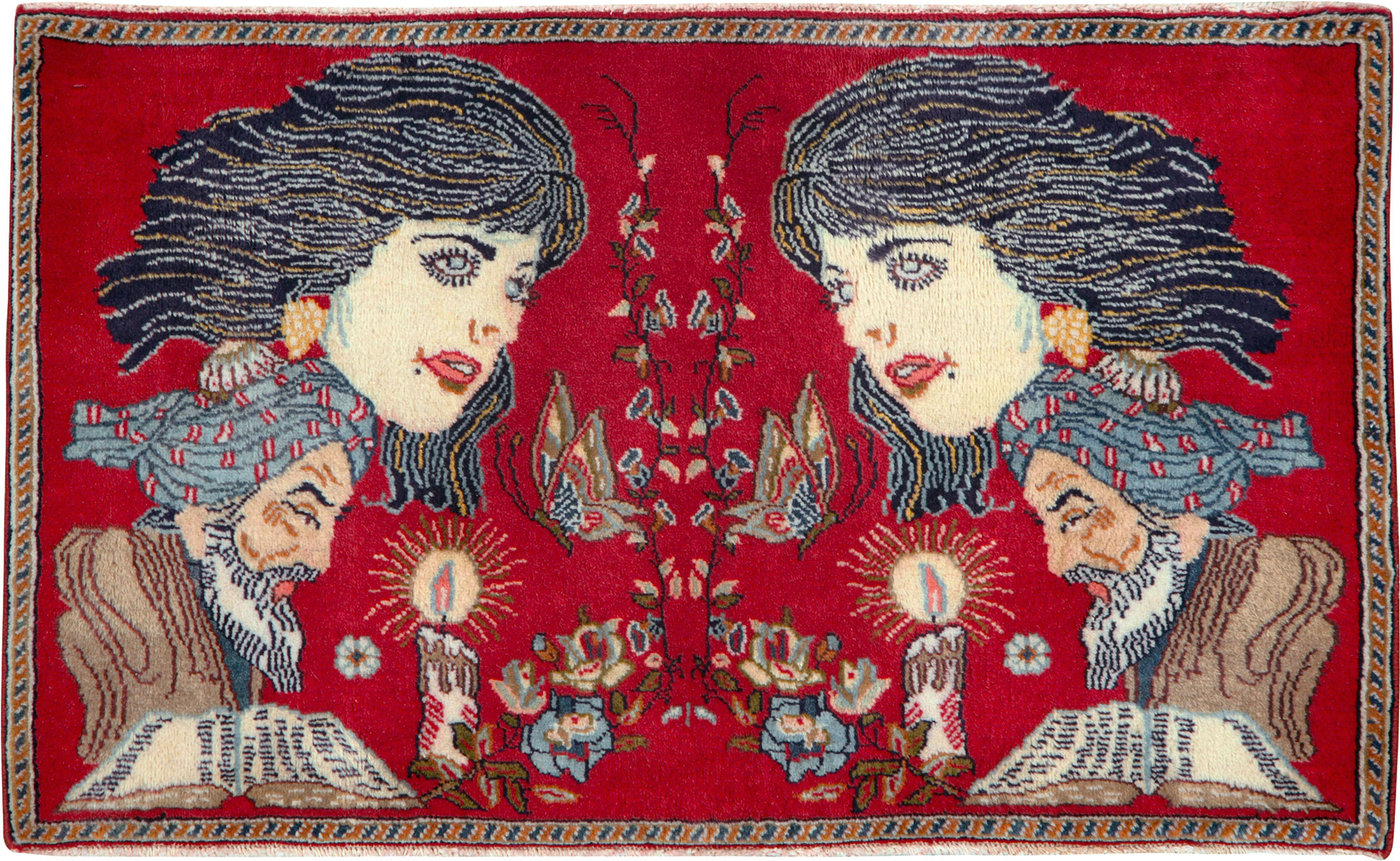 Vintage Persian Tabriz Pictorial Rug, No.24011 - Galerie Shabab