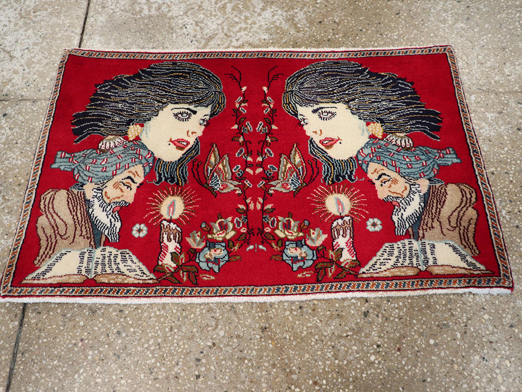 Vintage Persian Tabriz Pictorial Rug, No.24011 - Galerie Shabab
