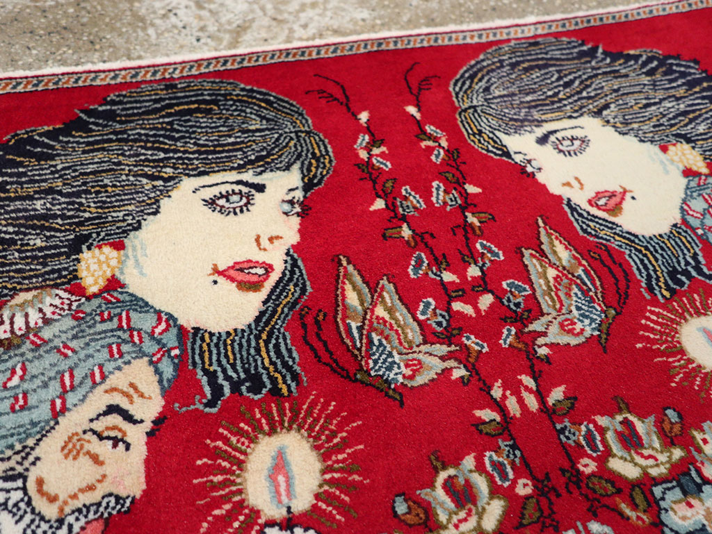 Vintage Persian Tabriz Pictorial Rug, No.24011 - Galerie Shabab
