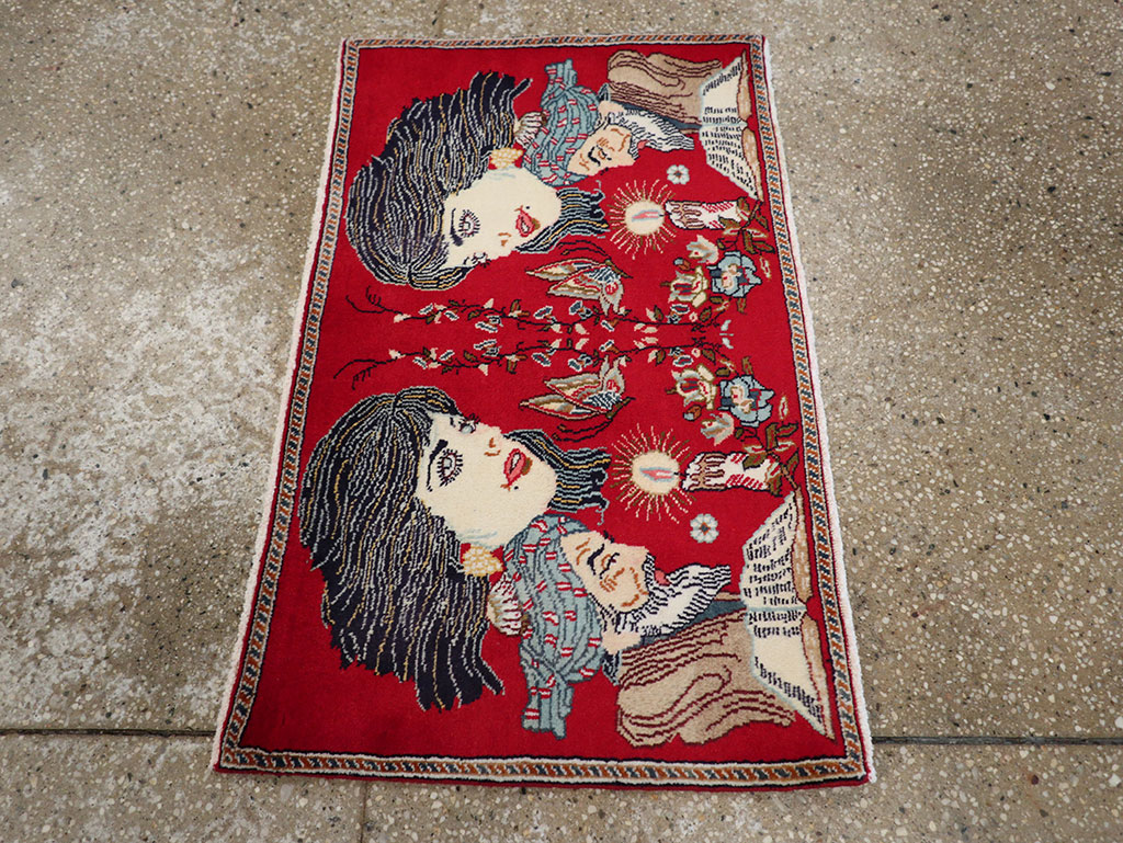 Vintage Persian Tabriz Pictorial Rug, No.24011 - Galerie Shabab