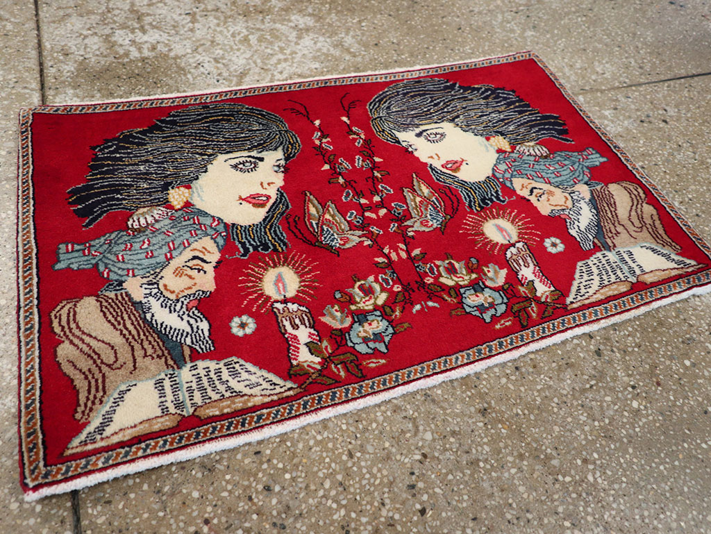 Vintage Persian Tabriz Pictorial Rug, No.24011 - Galerie Shabab