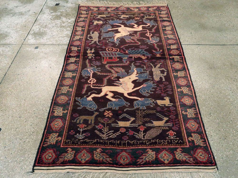 Vintage Persian Baluch Pictorial Rug, No.24056 - Galerie Shabab