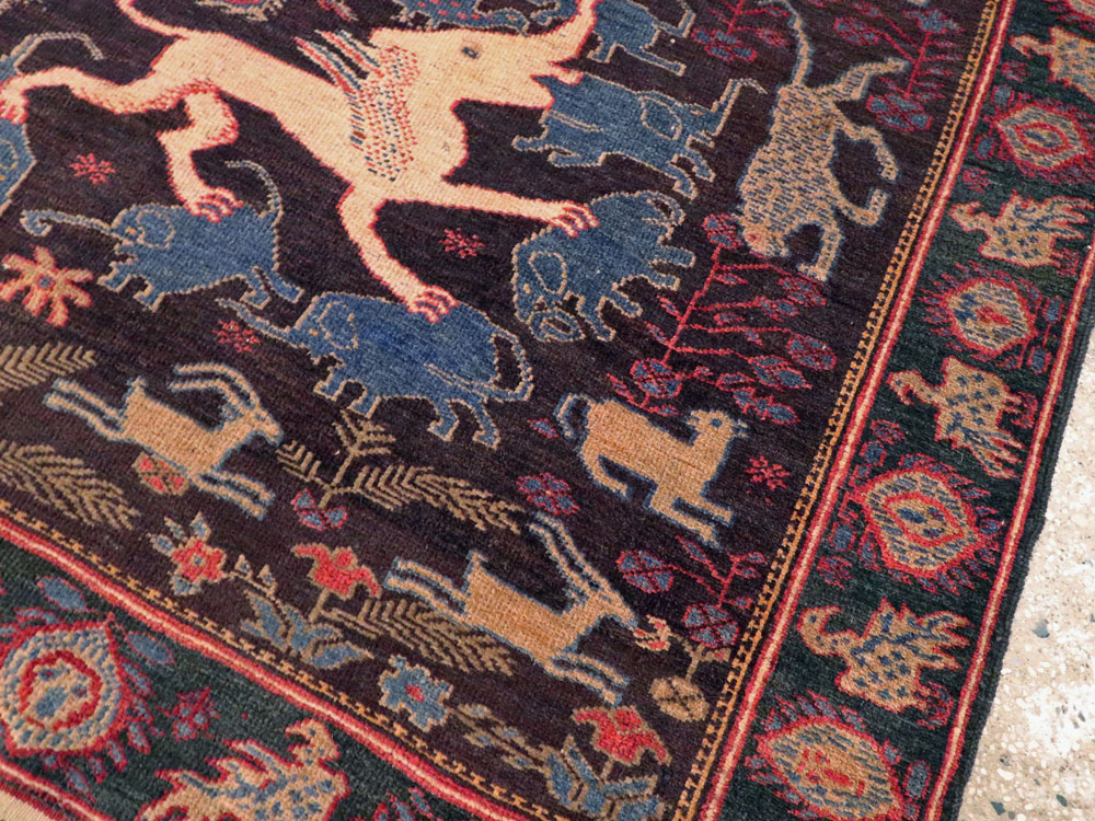 Vintage Persian Baluch Pictorial Rug, No.24056 - Galerie Shabab