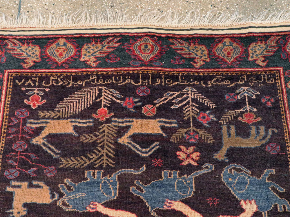 Vintage Persian Baluch Pictorial Rug, No.24056 - Galerie Shabab