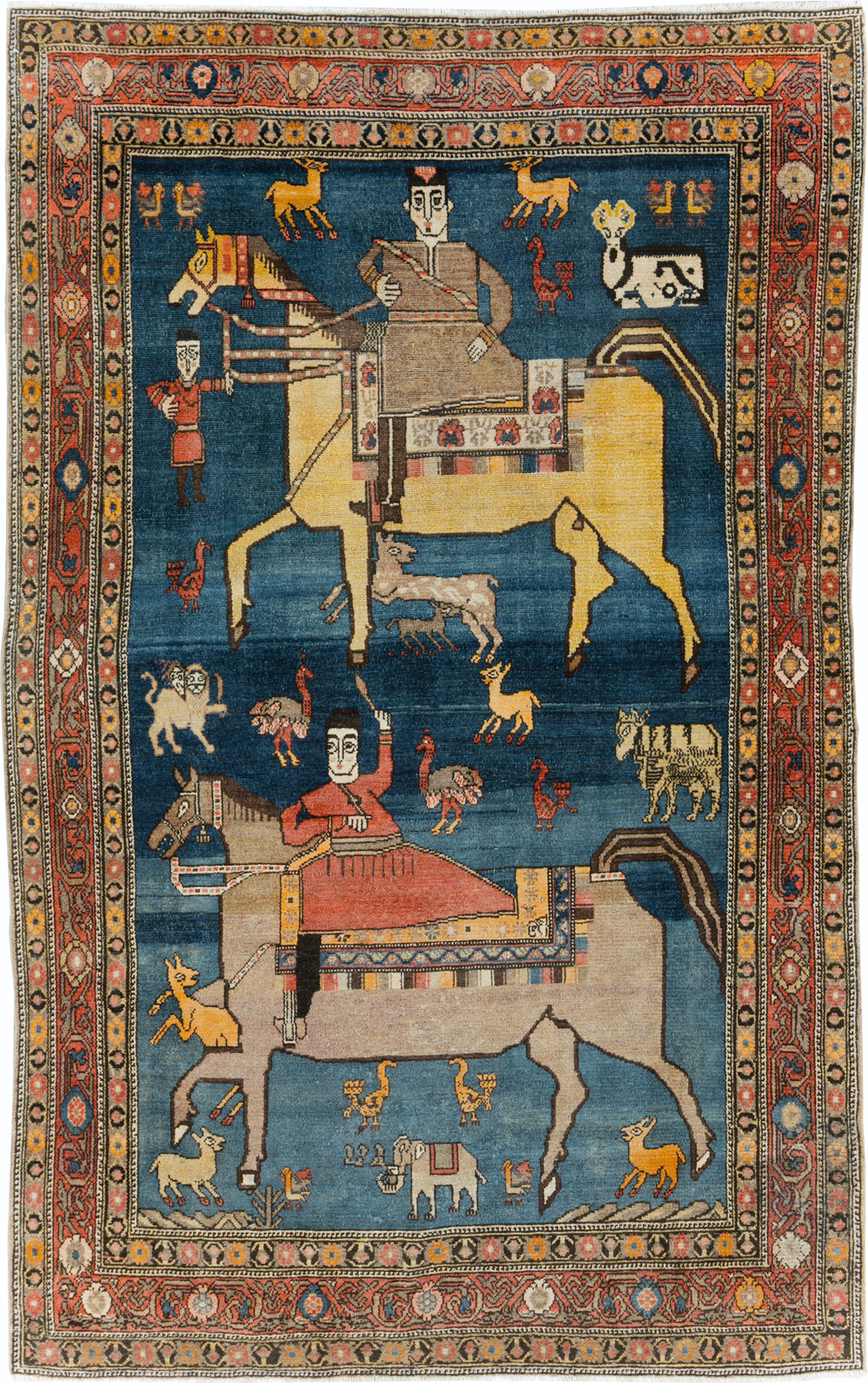 Antique Persian Pictorial Malayer Accent Rug, No.24062 - Galerie Shabab