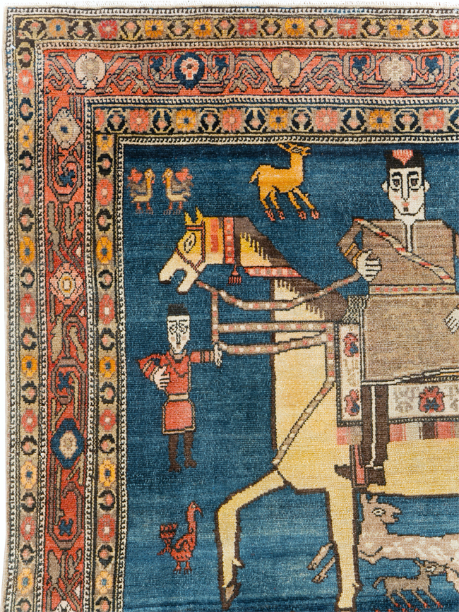 Antique Persian Pictorial Malayer Accent Rug, No.24062 - Galerie Shabab