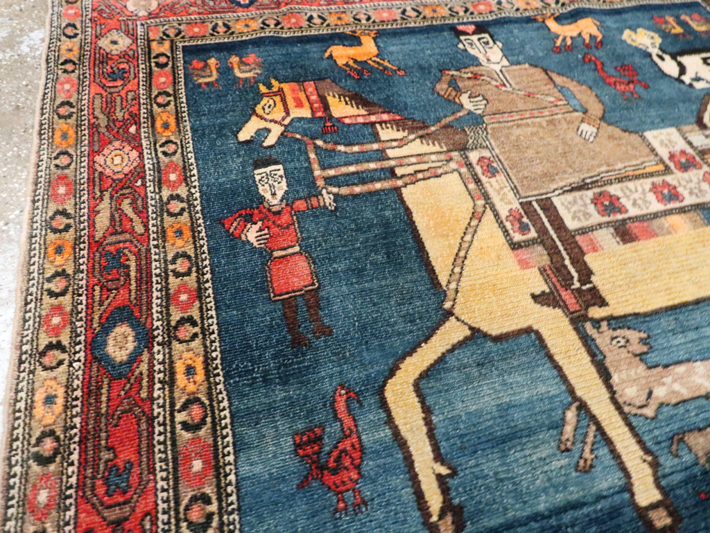 Antique Persian Pictorial Malayer Accent Rug, No.24062 - Galerie Shabab