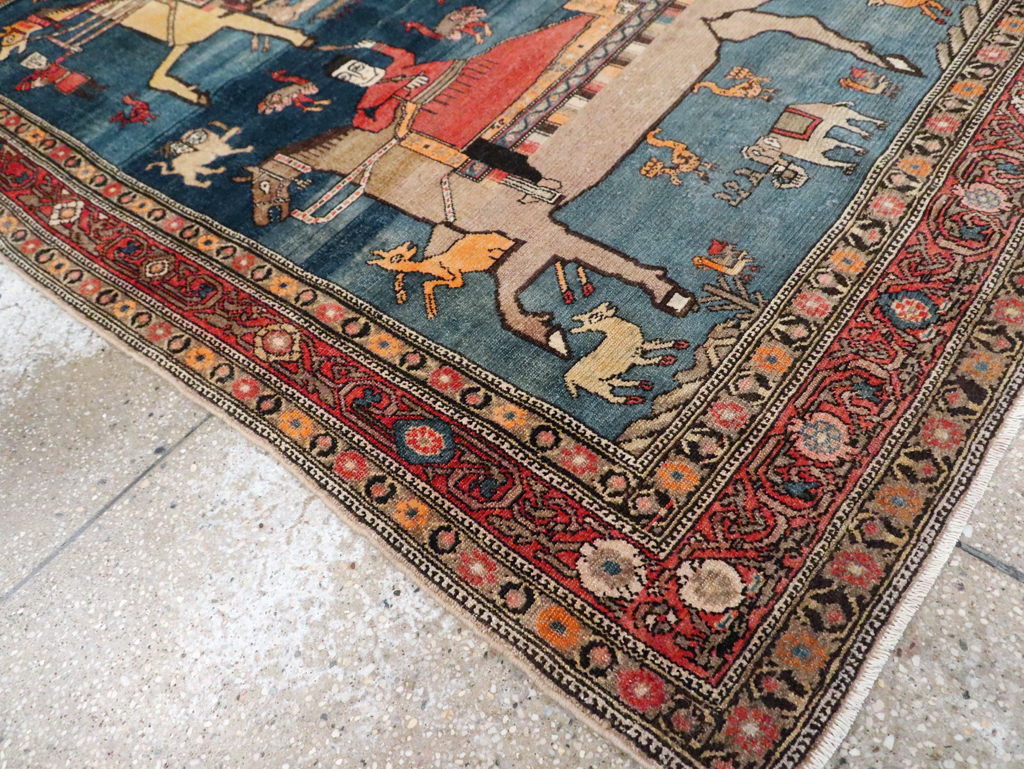 Antique Persian Pictorial Malayer Accent Rug, No.24062 - Galerie Shabab