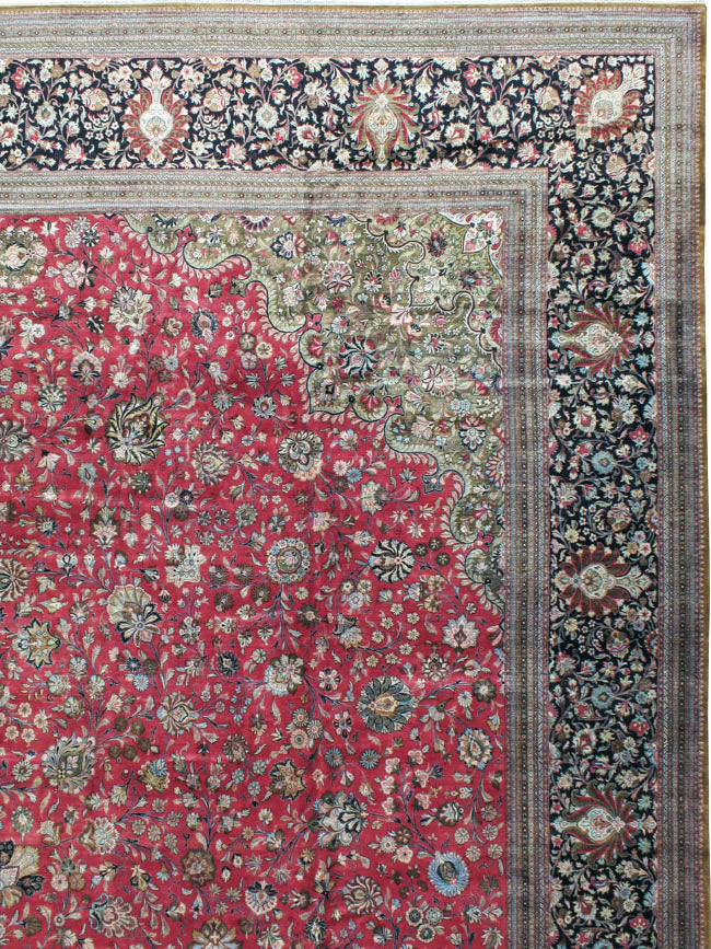 Vintage Persian Silk Quom Carpet, No.24093 - Galerie Shabab