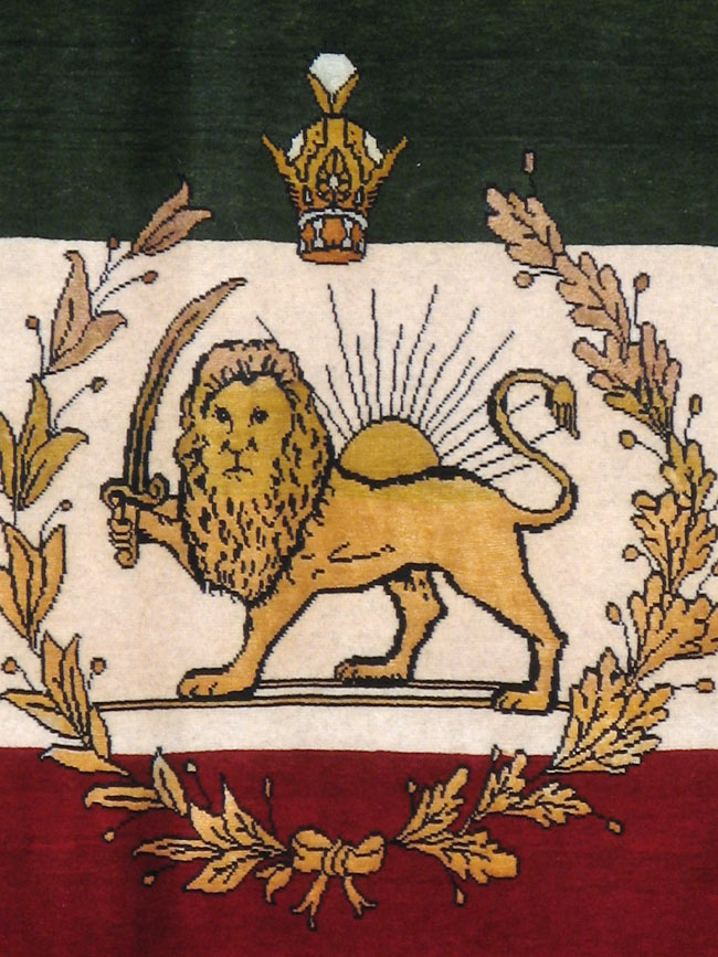 Vintage Persian Tabriz Flag Pictorial Rug, No.24189 - Galerie Shabab