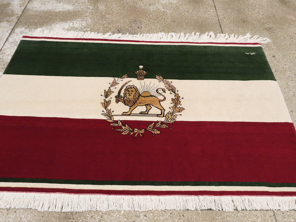 Vintage Persian Tabriz Flag Pictorial Rug, No.24189 - Galerie Shabab