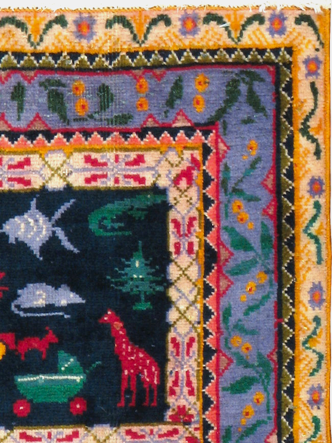 Vintage Persian Tabriz Pictorial Rug, No.24200 - Galerie Shabab