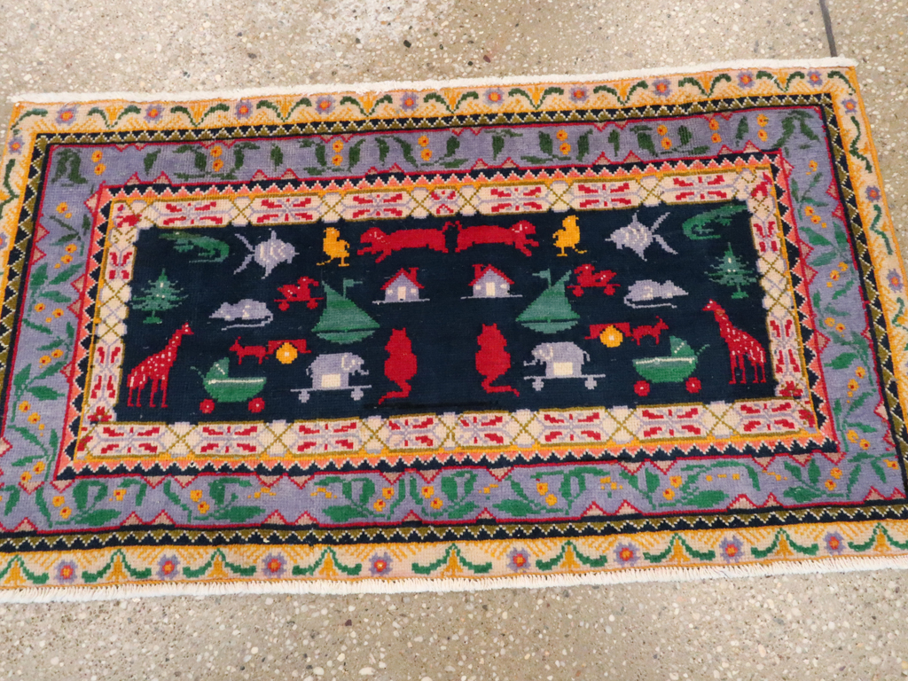 Vintage Persian Tabriz Pictorial Rug, No.24200 - Galerie Shabab