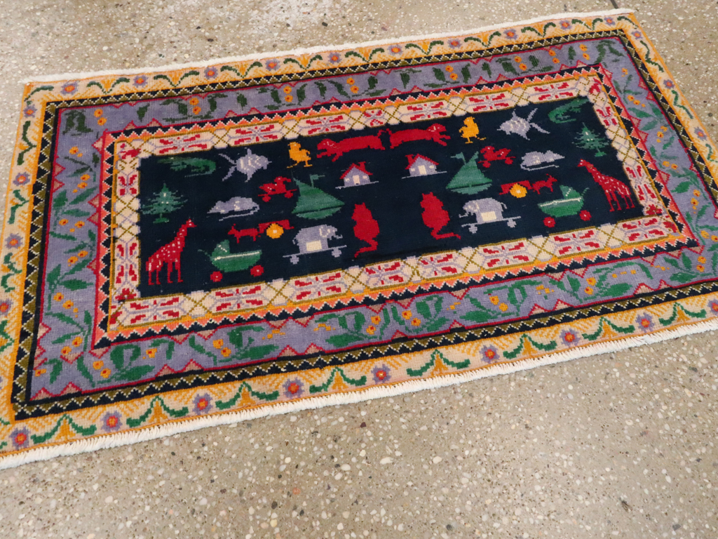 Vintage Persian Tabriz Pictorial Rug, No.24200 - Galerie Shabab