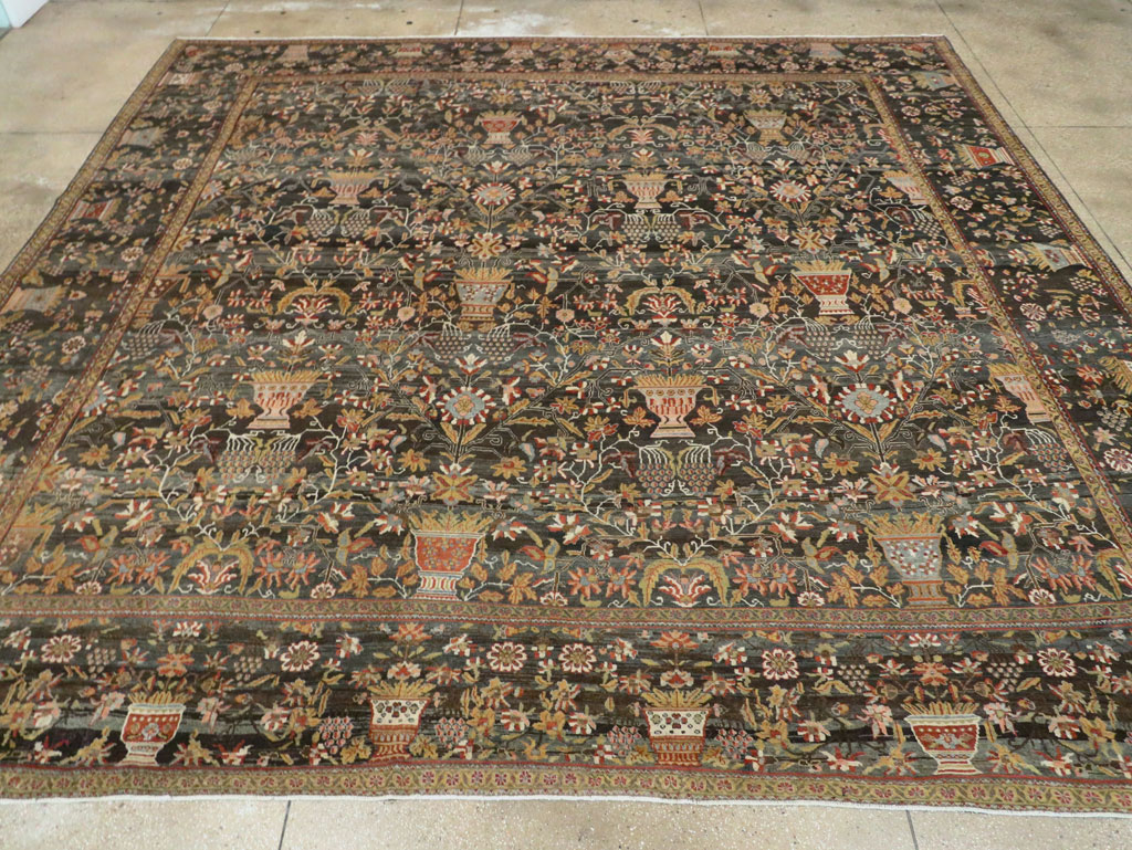 Antique Persian Bakhtiari Large Square Room Size Carpet, No.24232 - Galerie Shabab