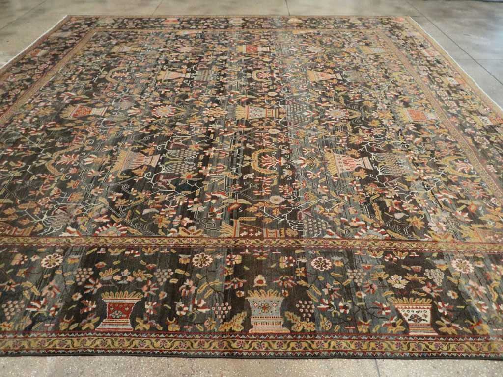Antique Persian Bakhtiari Large Square Room Size Carpet, No.24232 - Galerie Shabab