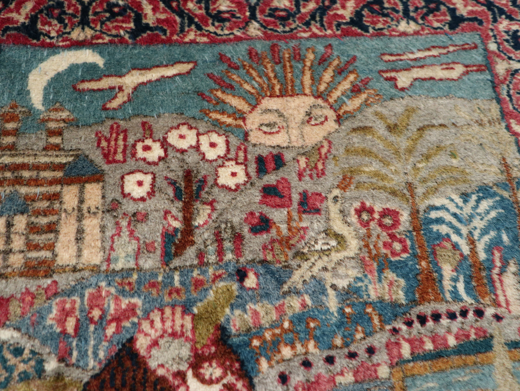 Antique Persian Lavar Kerman Pictorial Rug, No.24245 - Galerie Shabab