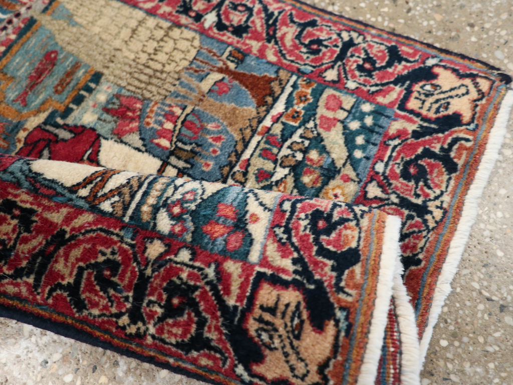 Antique Persian Lavar Kerman Pictorial Rug, No.24245 - Galerie Shabab