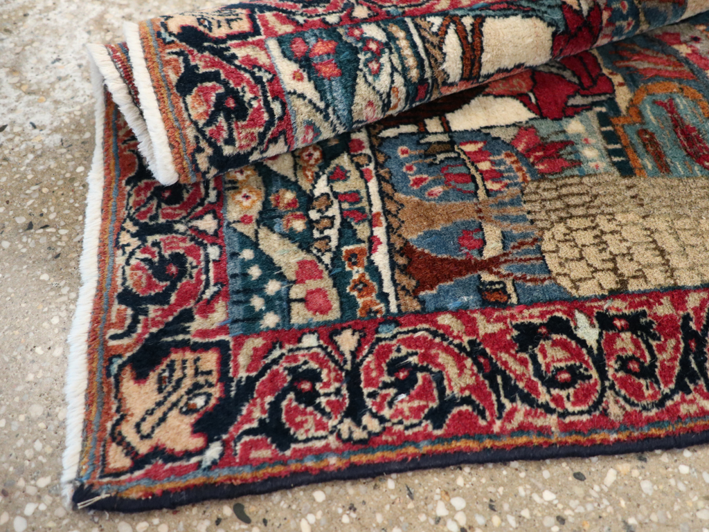 Antique Persian Lavar Kerman Pictorial Rug, No.24245 - Galerie Shabab
