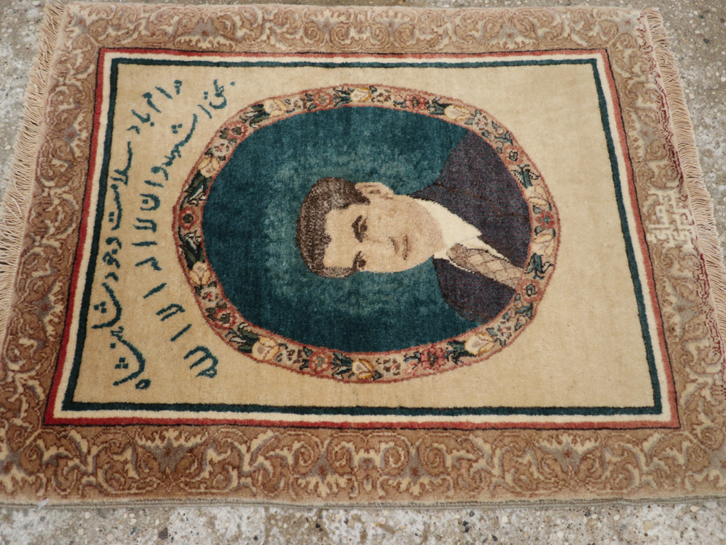 Vintage Persian Tabriz Pictorial Rug, No.24246 - Galerie Shabab