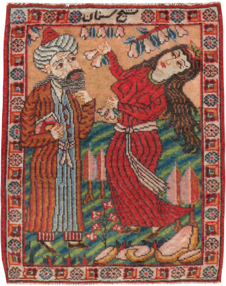 Vintage Persian Tabriz Pictorial Rug, No.24268 - Galerie Shabab