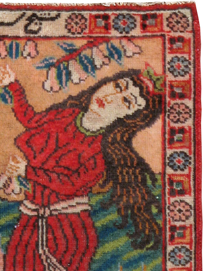 Vintage Persian Tabriz Pictorial Rug, No.24268 - Galerie Shabab