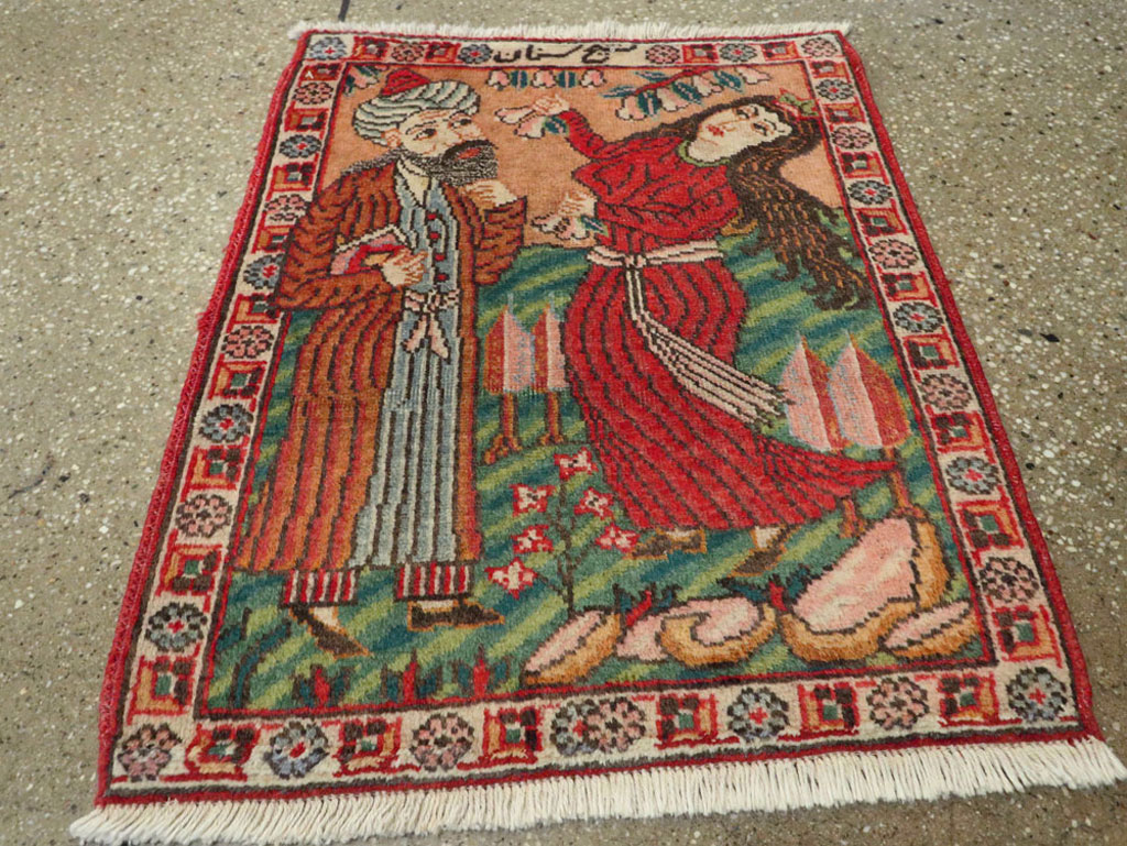 Vintage Persian Tabriz Pictorial Rug, No.24268 - Galerie Shabab