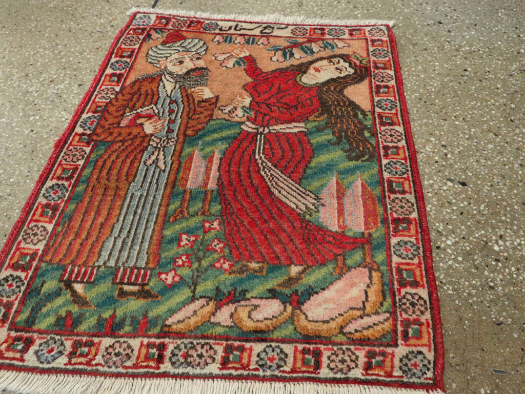 Vintage Persian Tabriz Pictorial Rug, No.24268 - Galerie Shabab