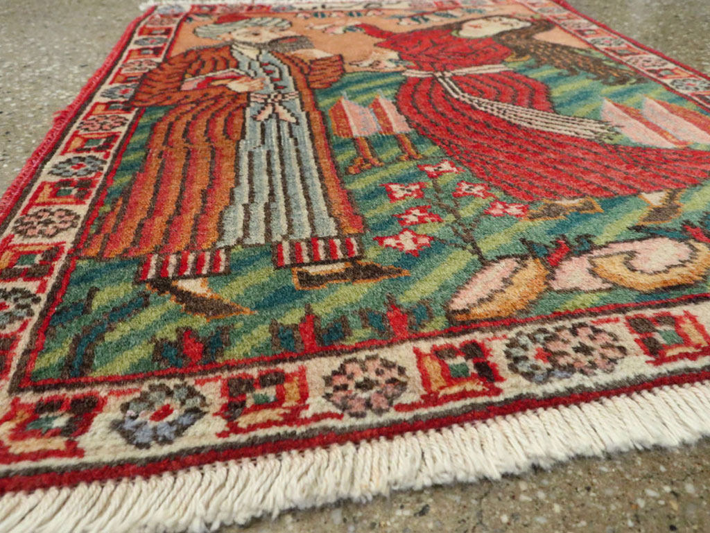 Vintage Persian Tabriz Pictorial Rug, No.24268 - Galerie Shabab