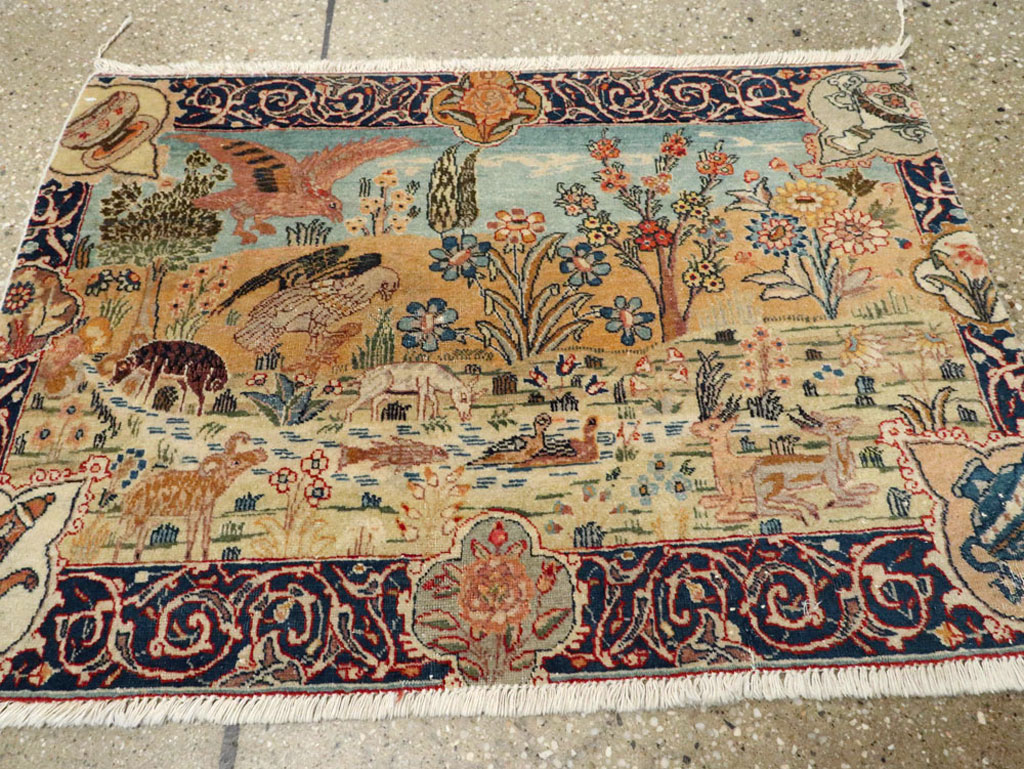 Vintage Persian Tabriz Pictorial Rug, No.24269 - Galerie Shabab
