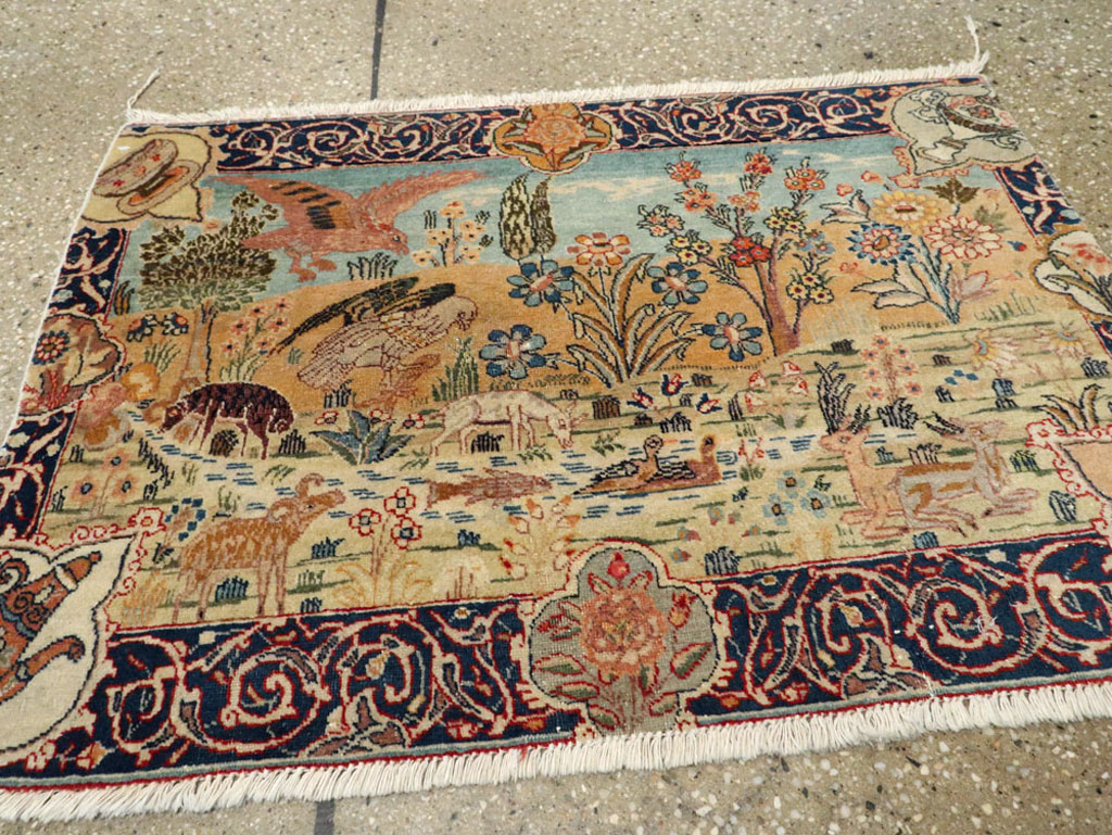 Vintage Persian Tabriz Pictorial Rug, No.24269 - Galerie Shabab