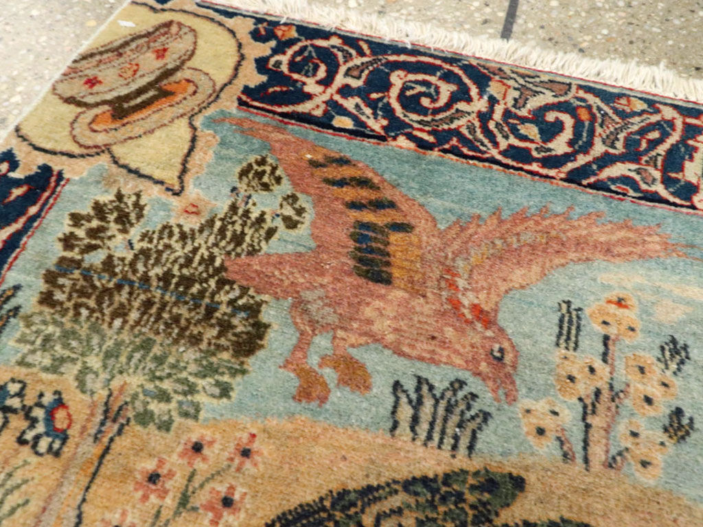 Vintage Persian Tabriz Pictorial Rug, No.24269 - Galerie Shabab
