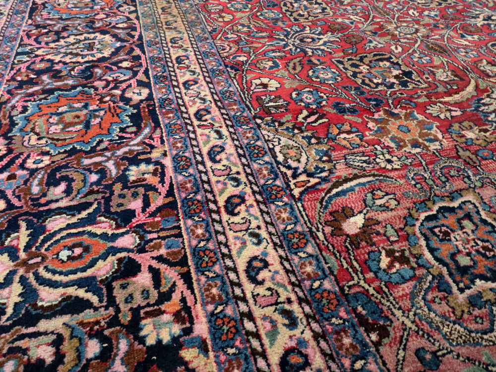 Vintage Persian Mashad Carpet, No.24277 - Galerie Shabab