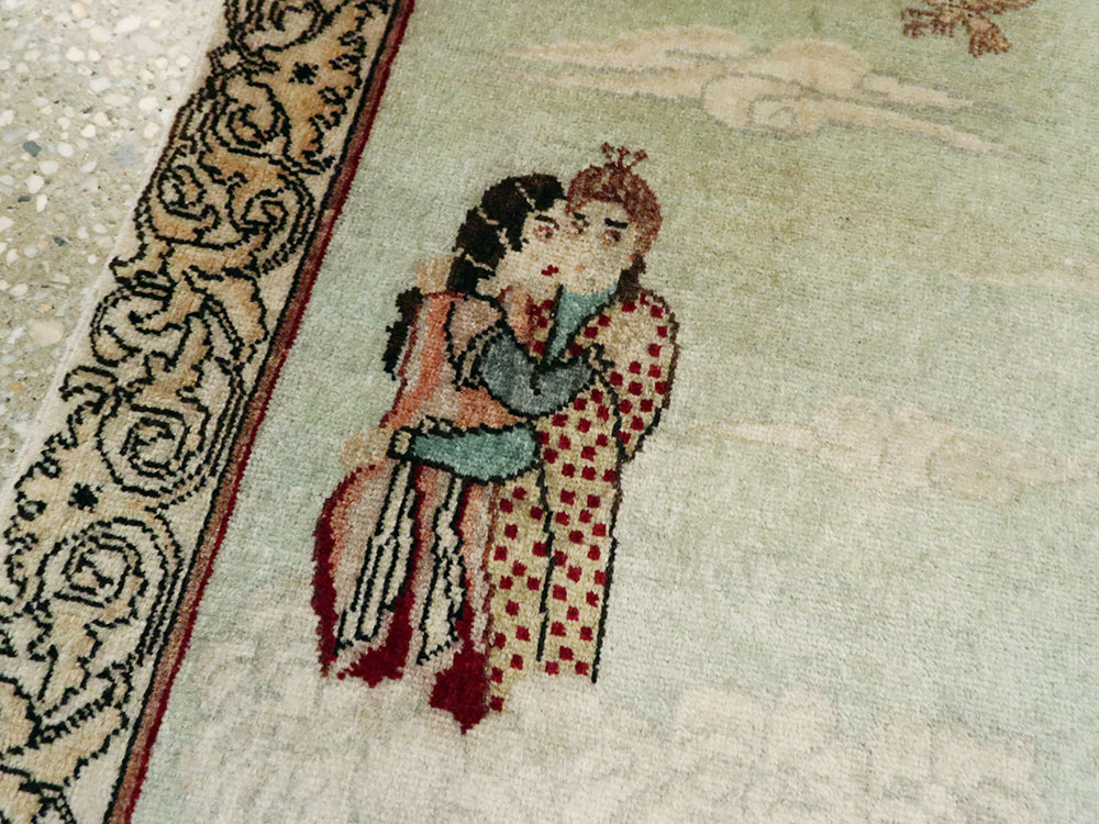 Vintage Persian Tabriz Pictorial Rug, No.24293 - Galerie Shabab