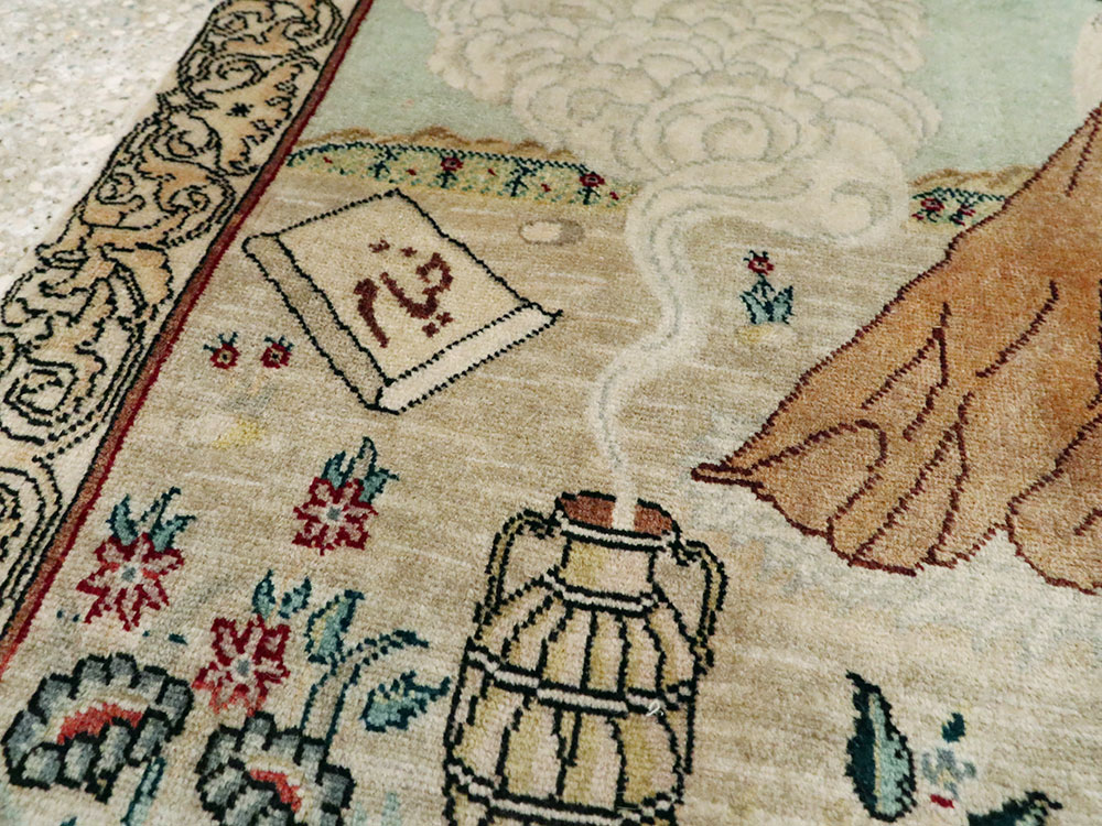 Vintage Persian Tabriz Pictorial Rug, No.24293 - Galerie Shabab