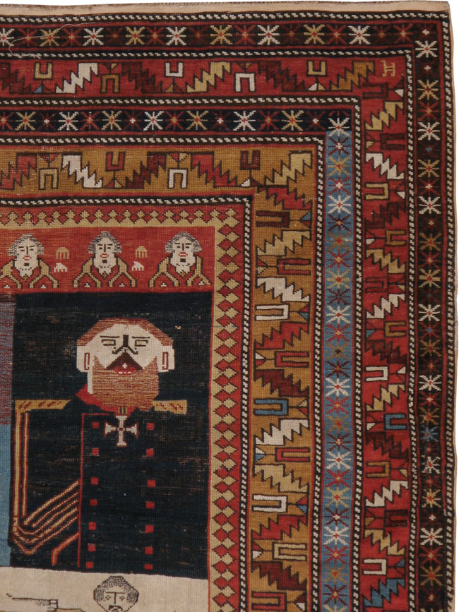 Antique Caucasian Shirvan Pictorial Rug, No.24295 - Galerie Shabab