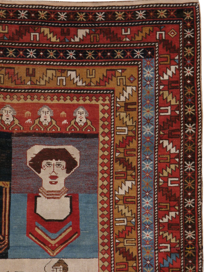 Antique Caucasian Shirvan Pictorial Rug, No.24295 - Galerie Shabab