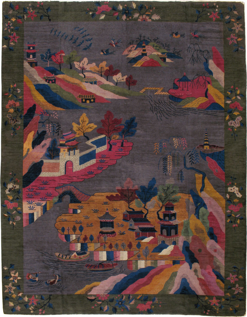 Antique Chinese Art Deco Carpet, No.24332 - Galerie Shabab