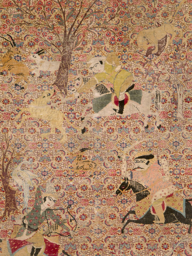 Antique Persian Tabriz Pictorial Rug, No.24381 - Galerie Shabab