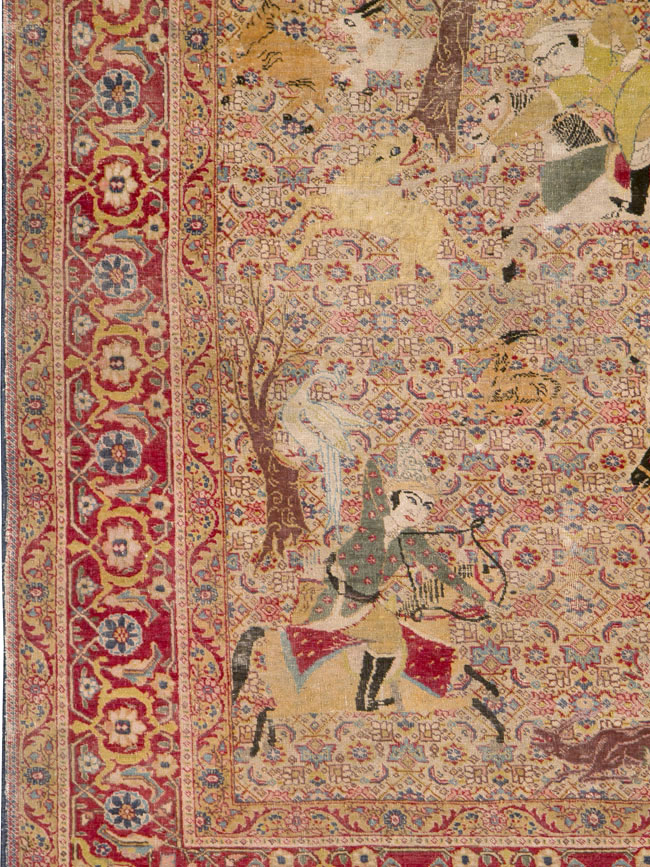 Antique Persian Tabriz Pictorial Rug, No.24381 - Galerie Shabab