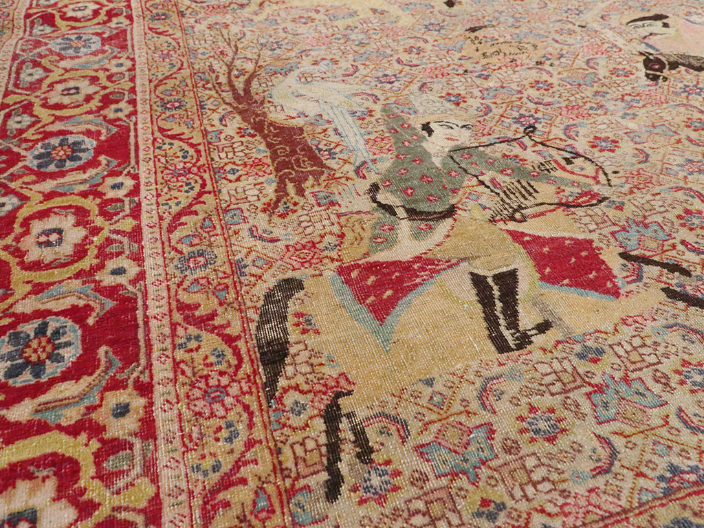 Antique Persian Tabriz Pictorial Rug, No.24381 - Galerie Shabab