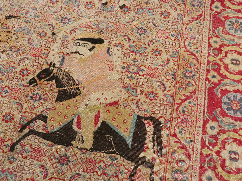 Antique Persian Tabriz Pictorial Rug, No.24381 - Galerie Shabab