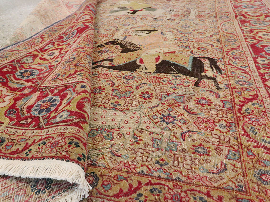 Antique Persian Tabriz Pictorial Rug, No.24381 - Galerie Shabab
