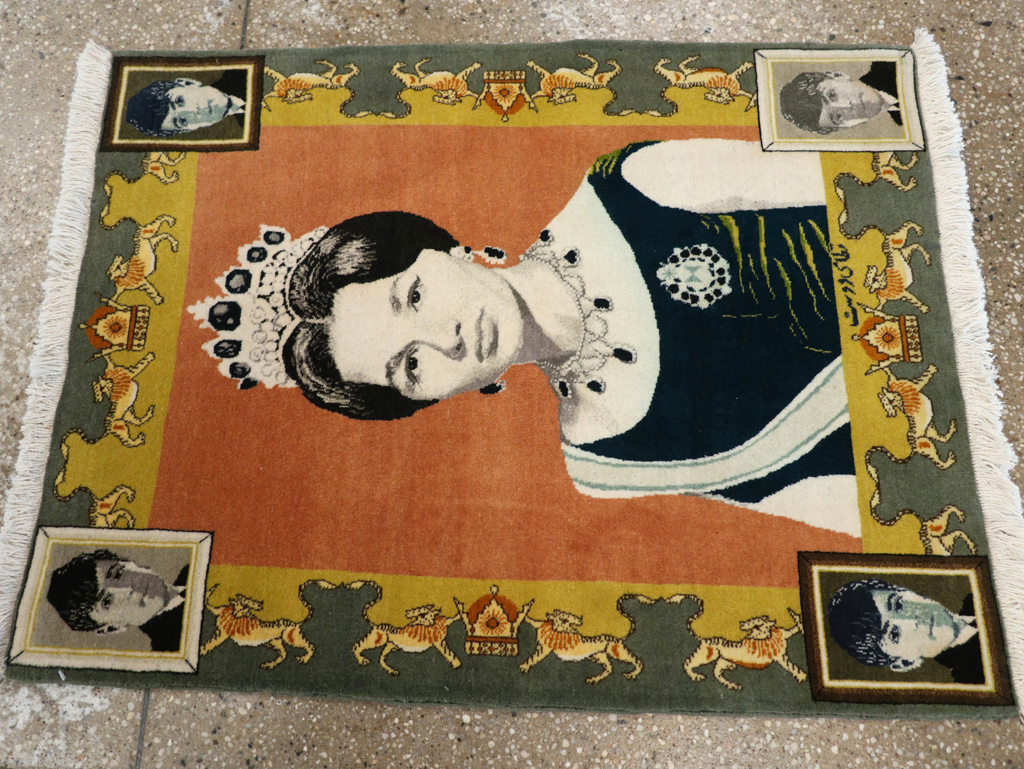 Vintage Persian Tabriz Pictorial Rug, No.24385 - Galerie Shabab