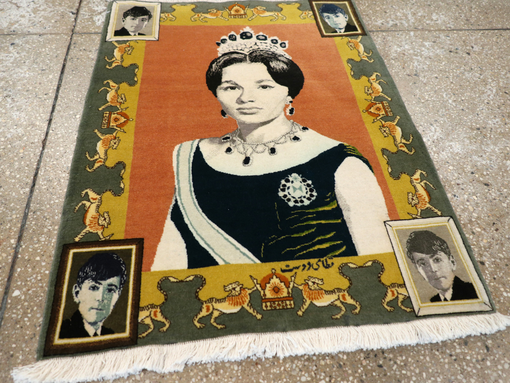 Vintage Persian Tabriz Pictorial Rug, No.24385 - Galerie Shabab